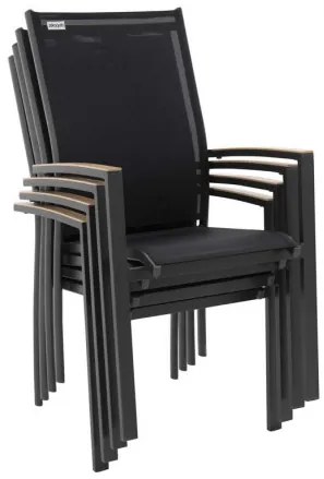 Doppler EXPERT WOOD antracit - záhradná hliníková sedacia súprava 4+1