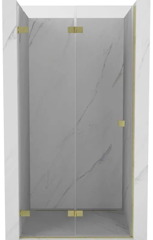 Mexen, Mexen Lunar-F skladacie ľavé sprchové dvere 80 cm, transparentné, brúsené zlaté - 836-080-000-55-00-L