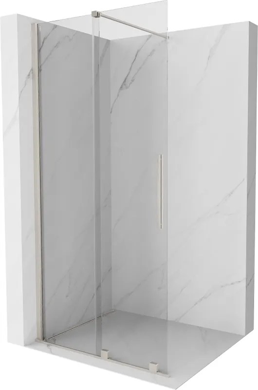 Mexen Velar, sprchová zástena s posuvnými dverami Walk-in 80 x 200 cm, 8mm číre sklo, brúsená oceľ, 871-080-000-03-97
