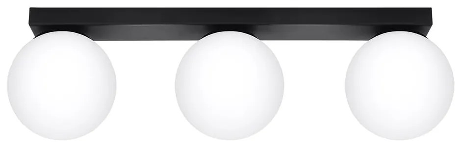 Čierne stropné svietidlo so skleneným tienidlom ø 12 cm Umerta – Sollux