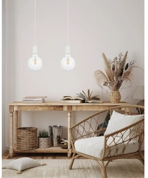Luster na lanku MIROS 2xE27/60W/230V biela