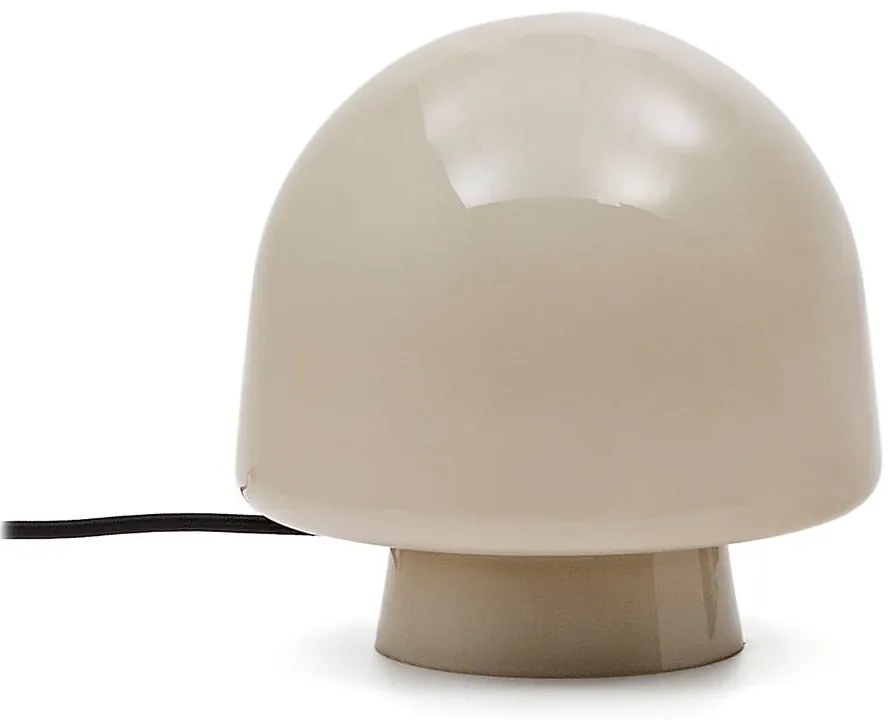 Stolová lampa sivobéžová so skleneným tienidlom (výška 20 cm) Reig – Kave Home