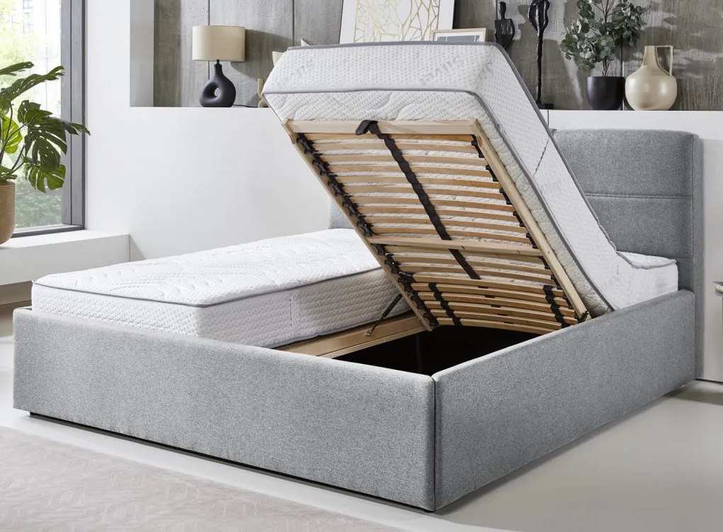 Posteľ Domango 180x200 cm, svetlo šedá látka