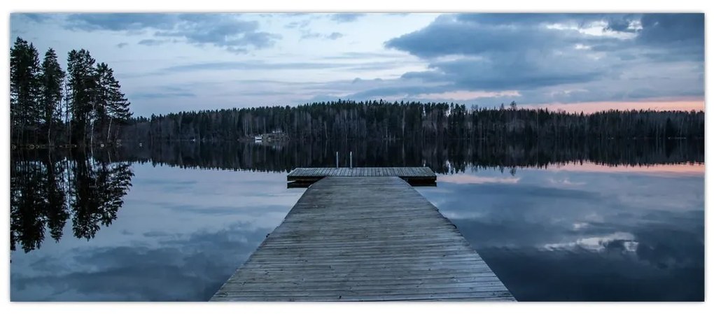 Obraz - Mólo na jazere (120x50 cm)