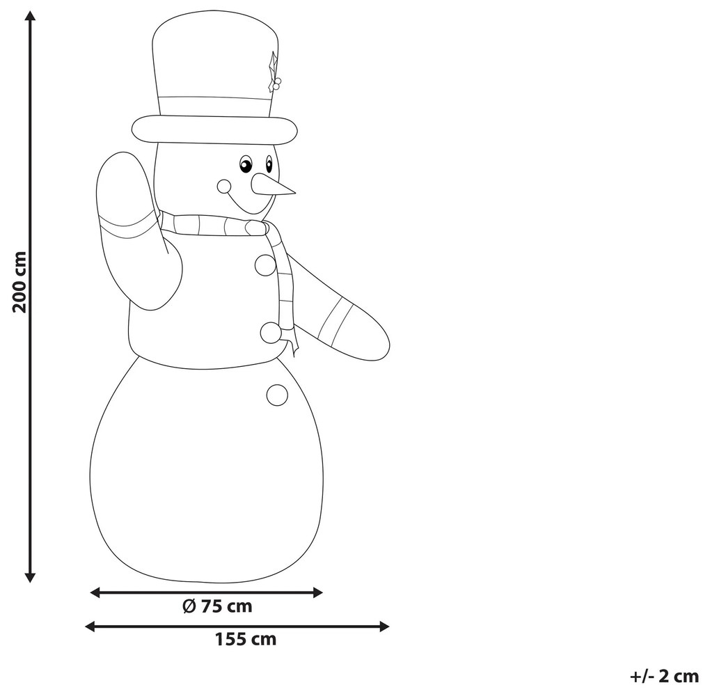 Vianočný nafukovací LED snehuliak 200 cm biely RUKA Beliani