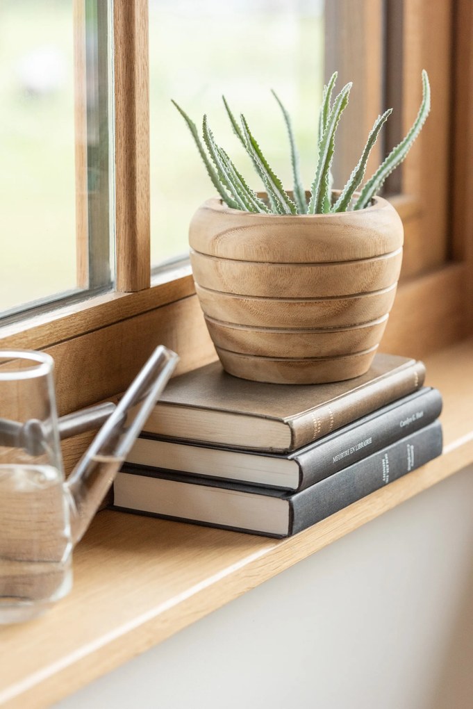 Drevený kvetináč s ryhami Paulownia Natural Stripes S - Ø15*12cm