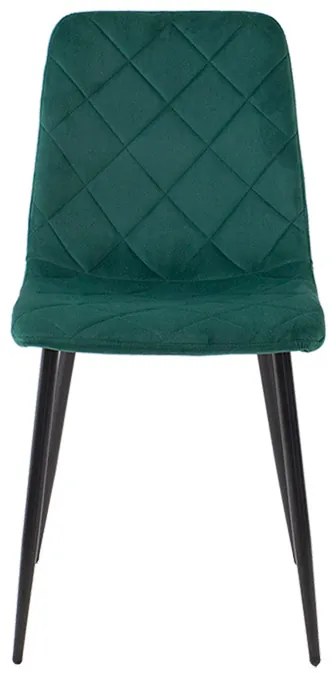 Dekorstudio Zamatová jedálenská stolička KARO tmavo zelená - čierne nohy