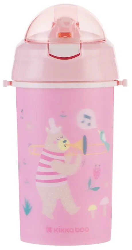 Hrnček so silikónovou slamkou a popruhom 450ml Music Fest Pink