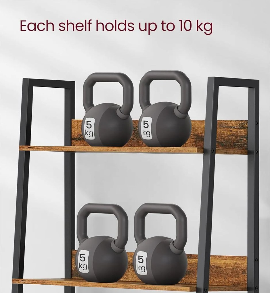 Rebríková polica, 5-úrovňový regál, rustikálny hnedý