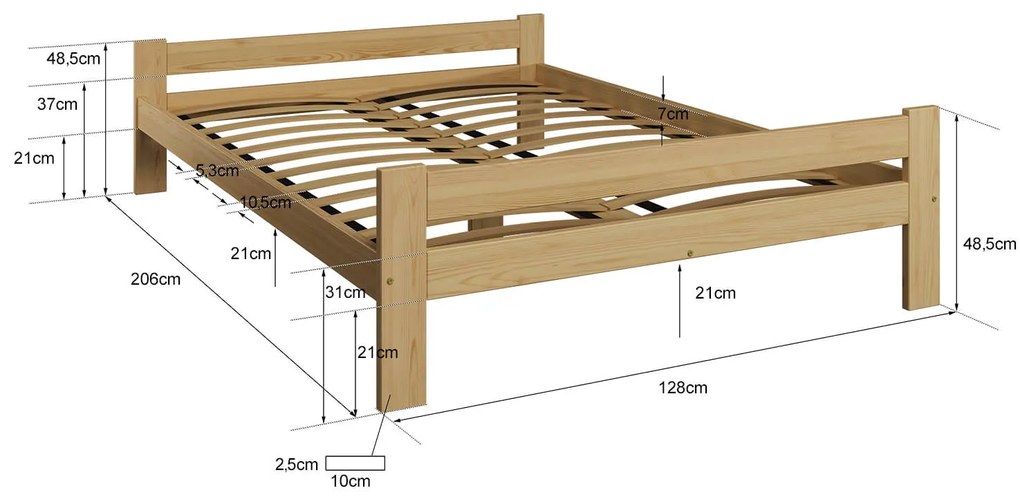 Postel dub Fumi VitBed 120x200cm + Matrace Kassandra 120x200cm