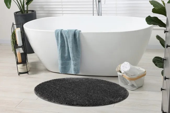 Kúpeľňový koberček SYNERGY glamour / lurex, sivý kruh