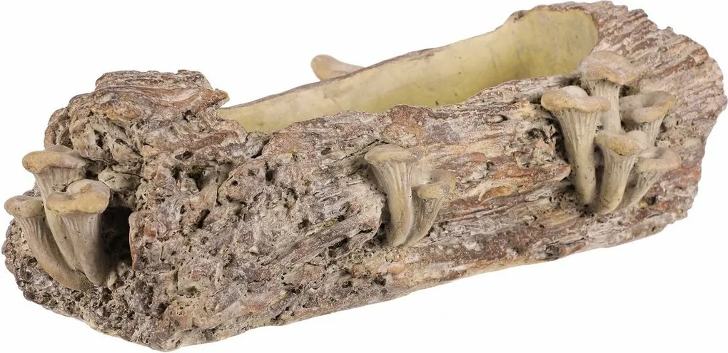 Obal betónový - kvetináč, drevo s hubami, 41 x 19 x 13 cm, hnedá, 41 cm