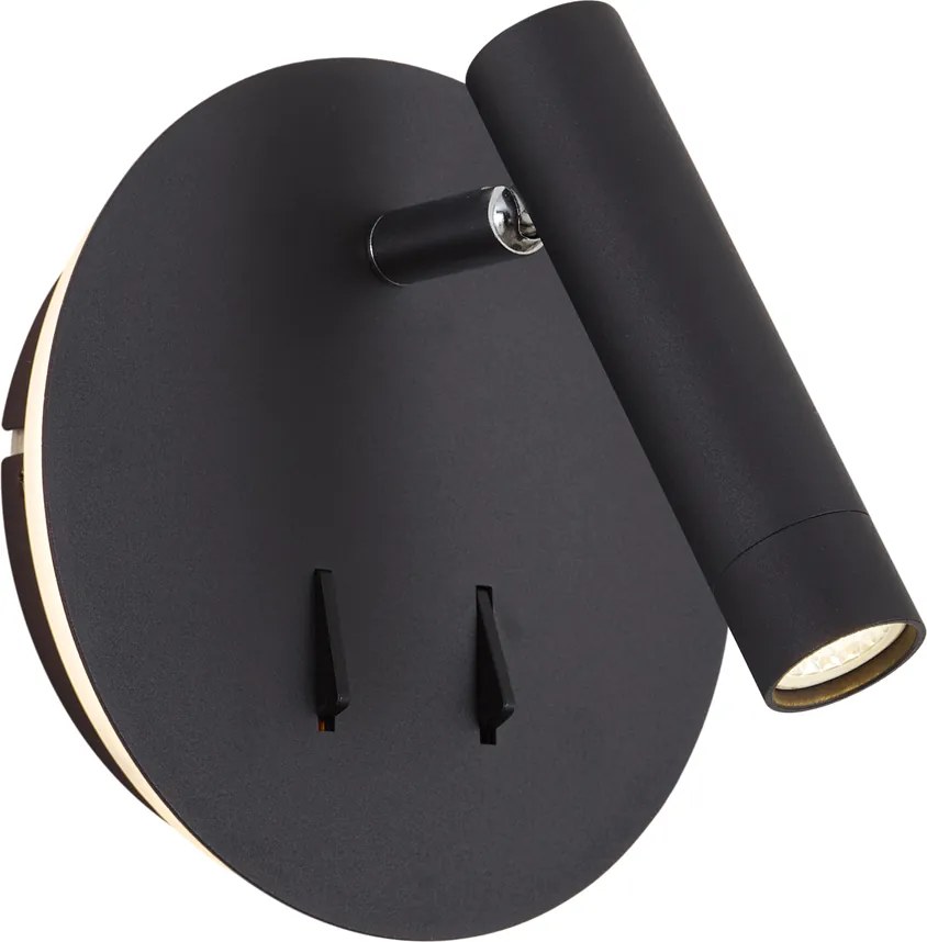 Moderná čierna nástenná lampa vrátane LED s USB-C - Croft