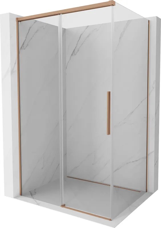 Mexen Rox, posuvný sprchový kút 110 x 120 cm, 8mm číre sklo, medený matný profil, 8C2-110-120-65-00