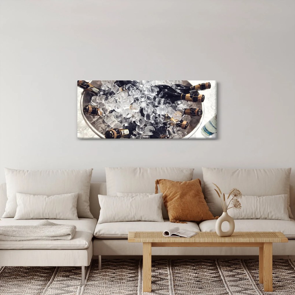 Obraz - šampanské v ľade (120x50 cm)