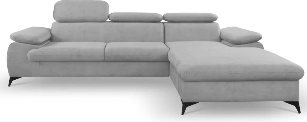 Rohová sedacia súprava Scala, svetlo šedá látka, pravý roh