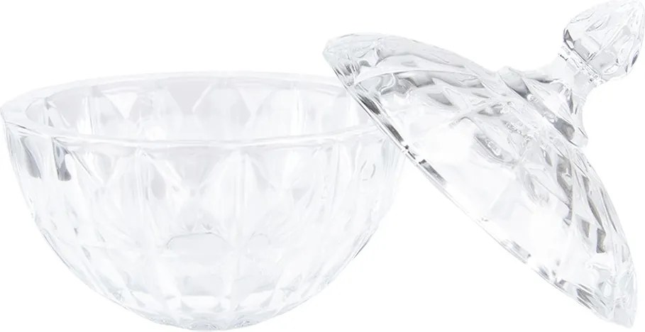 Transparentná sklenená miska dóza na cukrovinky s vekom - Ø 16*19 cm