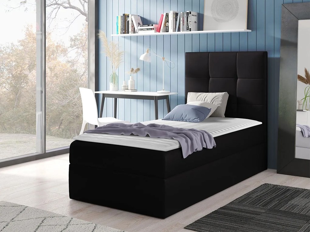 Kontinentálna jednolôžková posteľ Kanvar 2, Strana: ľavá, Rozmer postele: 100x200, Dostupné poťahy: ekokoža Soft 020 (grafit)