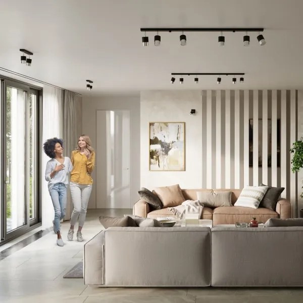 Sollux SL.1065 - Bodové svietidlo NERO 2xGU10/40W/230V čierna/lesklý chróm