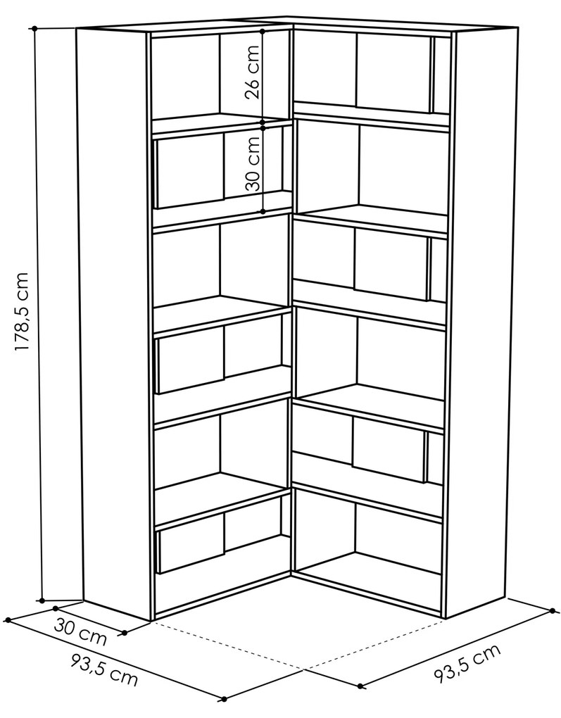 Moderní rohová knihovna Houseland Molly No.4 antracit
