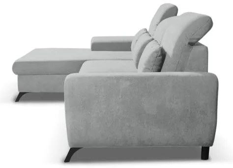 Rozkladacia čalúnená rohová sedacia súprava ALTA do tvaru L s úložným priestorom, ľavé prevedenie, sivá