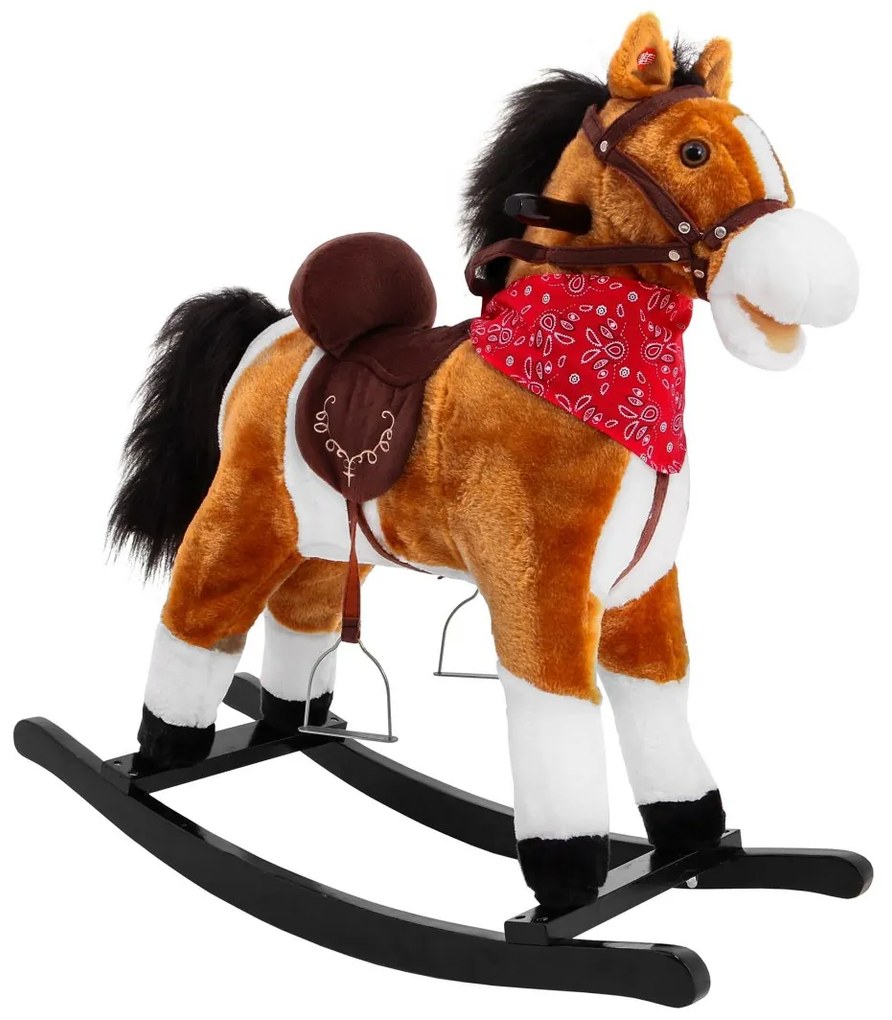 RAMIZ Hojdací kôň pre deti svetlohnedý + interaktívne funkcie