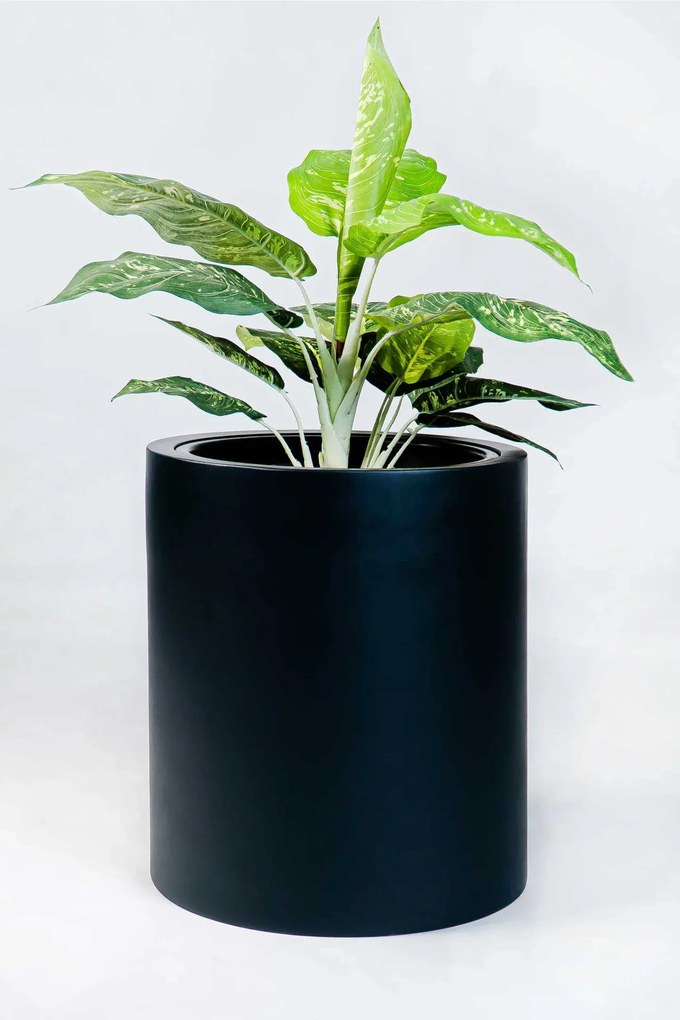 Okrúhly kvetináč ESTRA, výška 40 cm, čierny mat