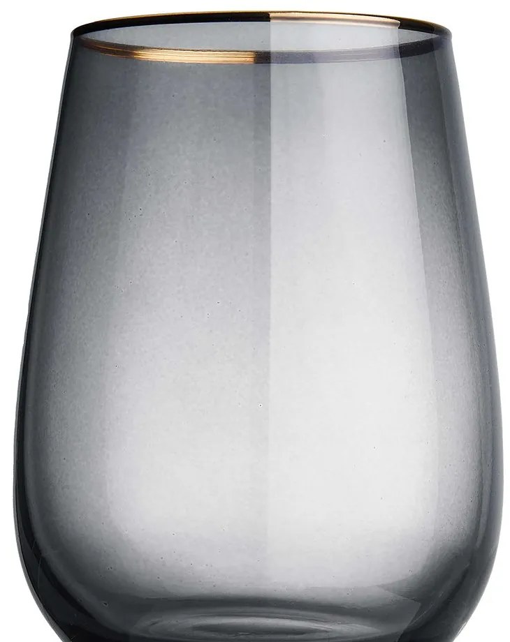 TOUCH OF GOLD Pohár so zlatým okrajom 590 ml - tm. šedá