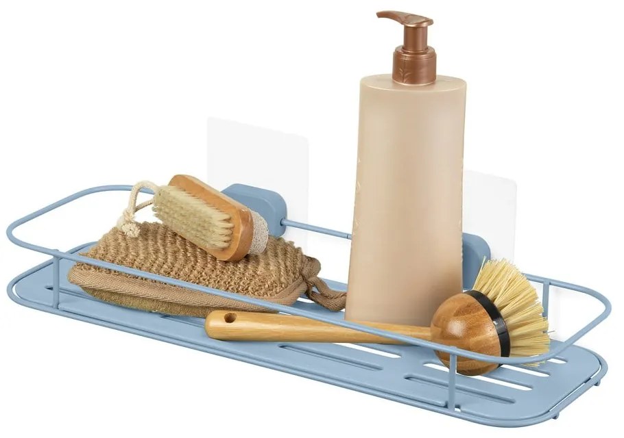Svetlomodrá samodržiaca kovová kúpeľňová polička Grena – Compactor