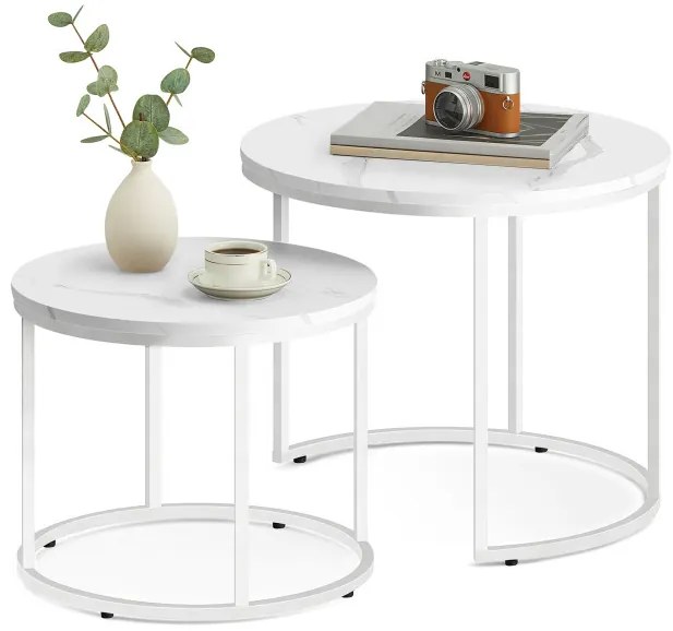 Sada 2 konferenčných stolíkov OSKAR mramor biele nohy