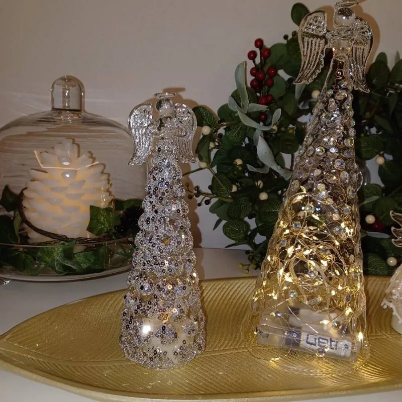 DECOLED Skleněný anděl, 6,5 x 10 cm