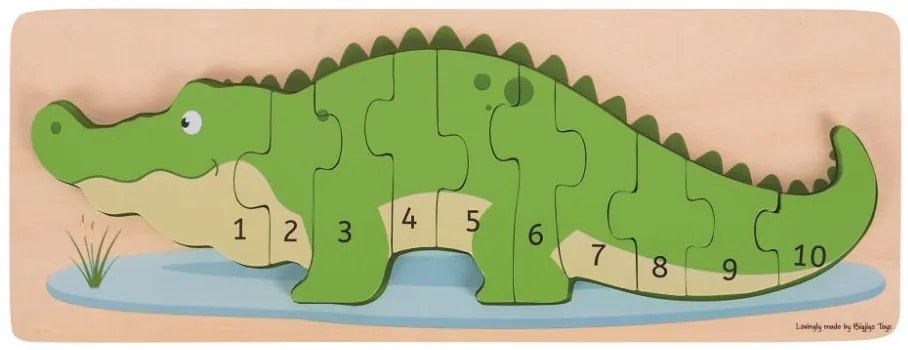 Bigjigs Toys Vkladacie puzzle krokodíl s číslami