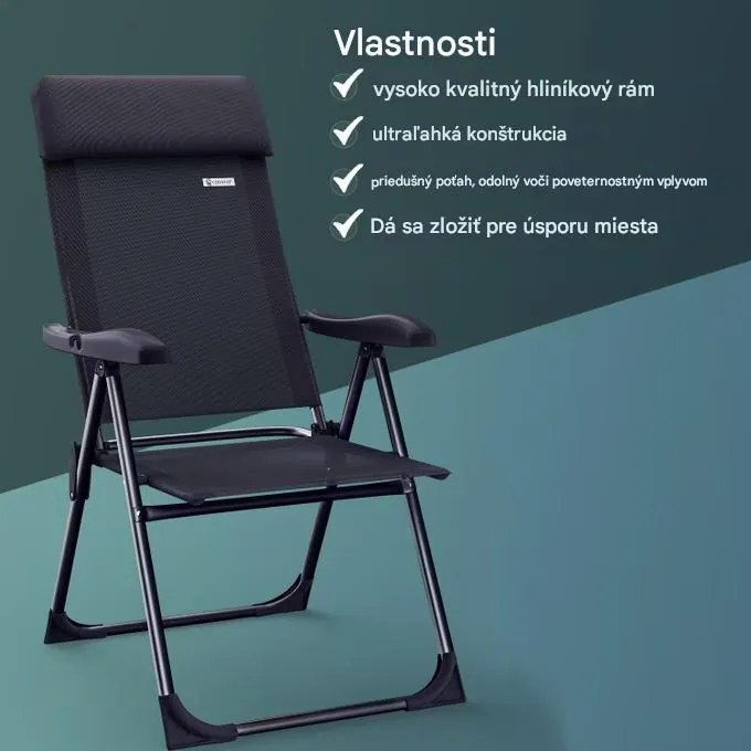 InternetovaZahrada Sada 2 ks kempingových stoličiek - antracit