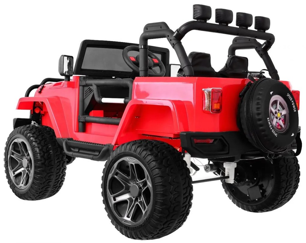 RAMIZ ELEKTRICKÉ AUTÍČKO - JEEP MONSTER - ČERVENÉ - NELAKOVANÉ - 4x45W MOTOR - 2x12V7Ah BATÉRIA - 2023