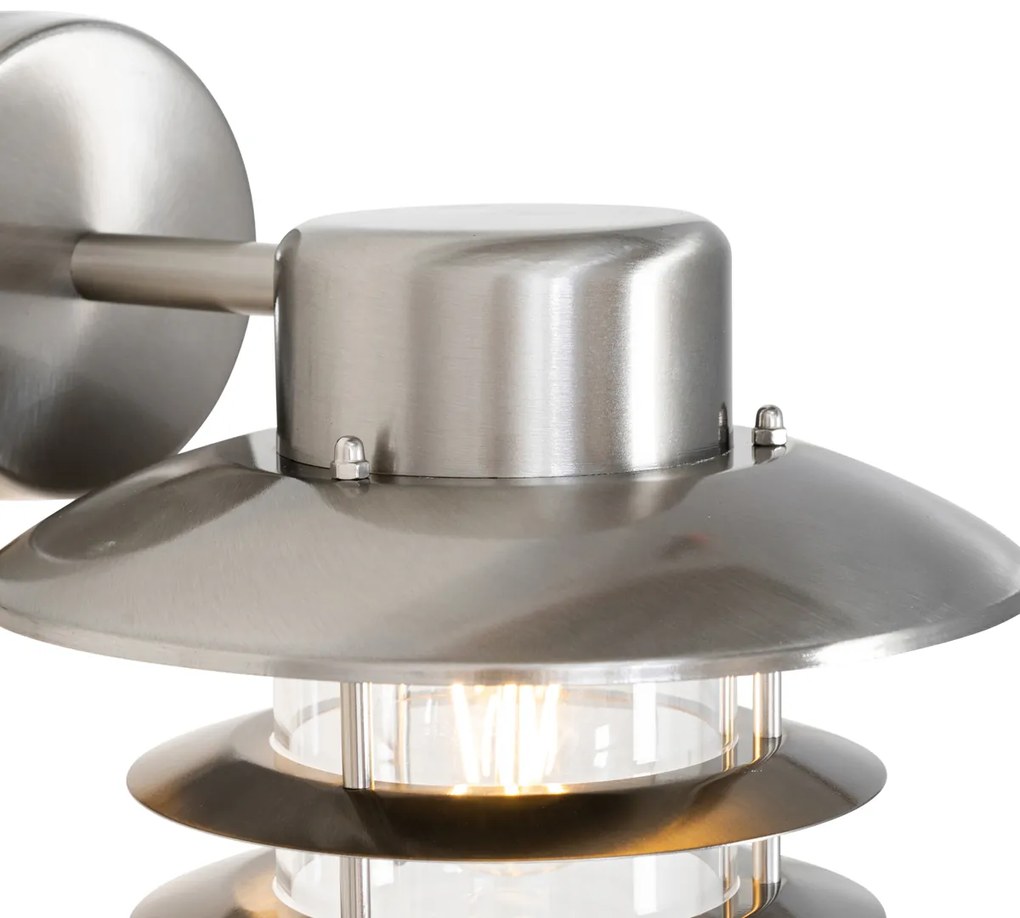 Priemyselná nástenná lampa oceľ IP44 - Shell