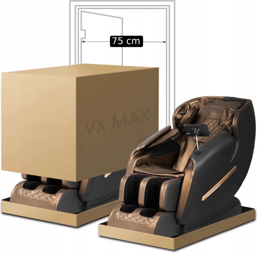 Masážne kreslo VX MAX, hneda, ekokoža