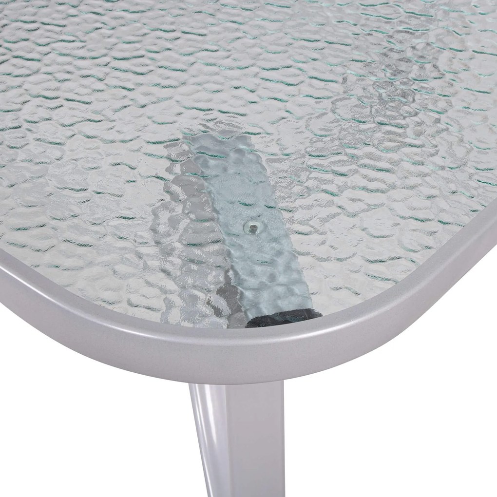 PreHouse Záhradný stôl 150cm: kov + sklo, šedý