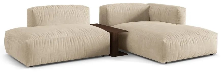 Béžová zamatová modulárna rohová pohovka (pravý roh/s leňoškou) Martina – Micadoni