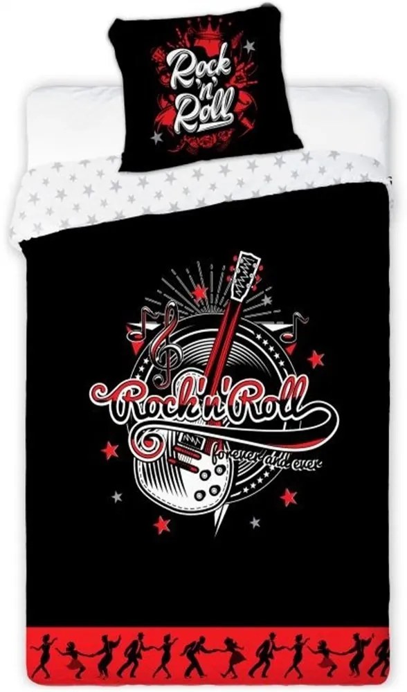 Bavlnené posteľné obliečky Rock'n'Roll - so svietiacim efektom - 100% bavlna - 70 x 90 cm + 140 x 200 cm