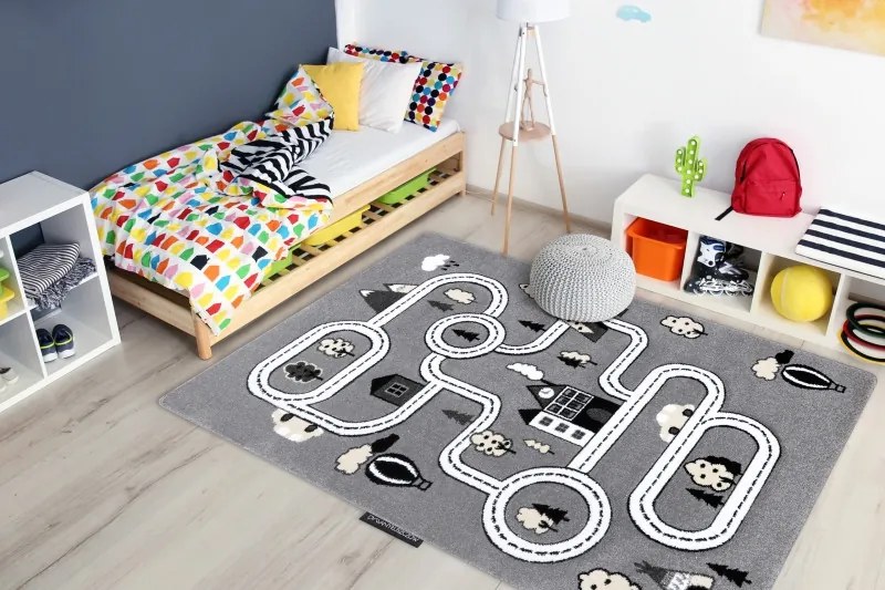 Dywany Łuszczów, Detský kusový koberec Petit Town streets grey, 140x190, šedá, detská izba