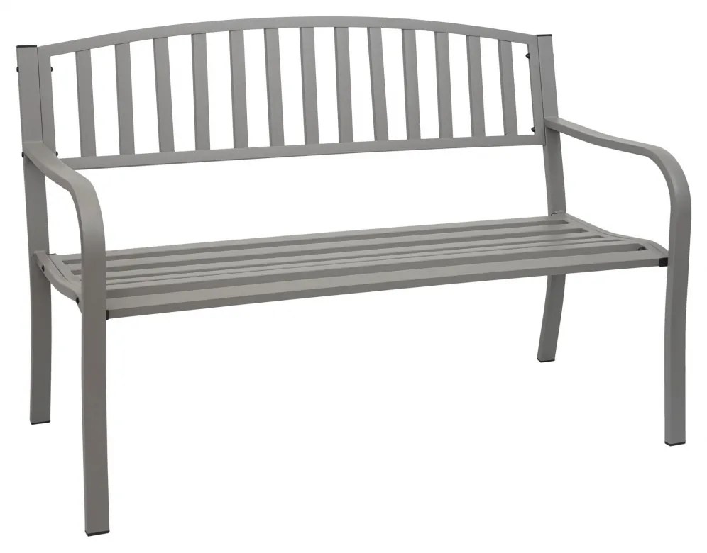 Záhradná lavička F43 2-miestna - práškovaná oceľ, 128 cm - Sivá