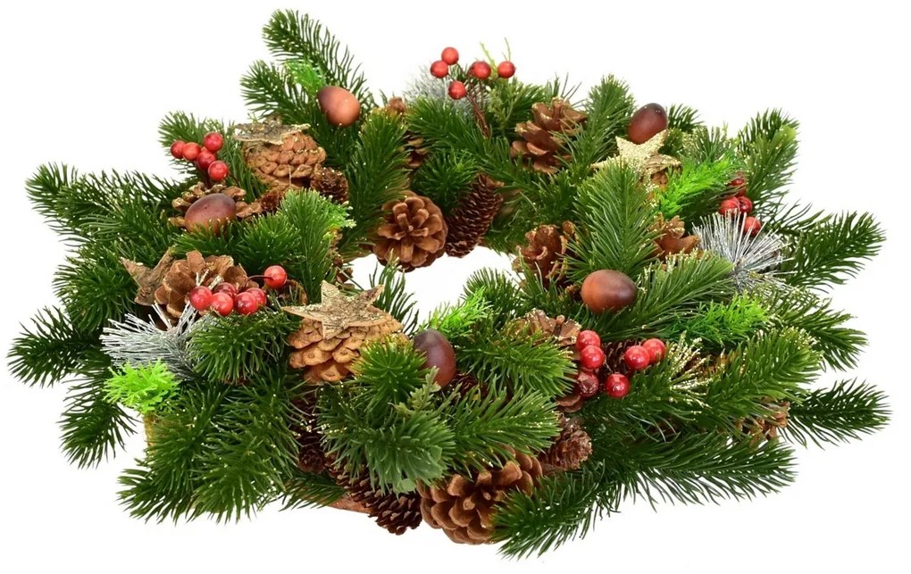 Vianočný ozdobený smrekový veniec Winter Dream, 40 cm