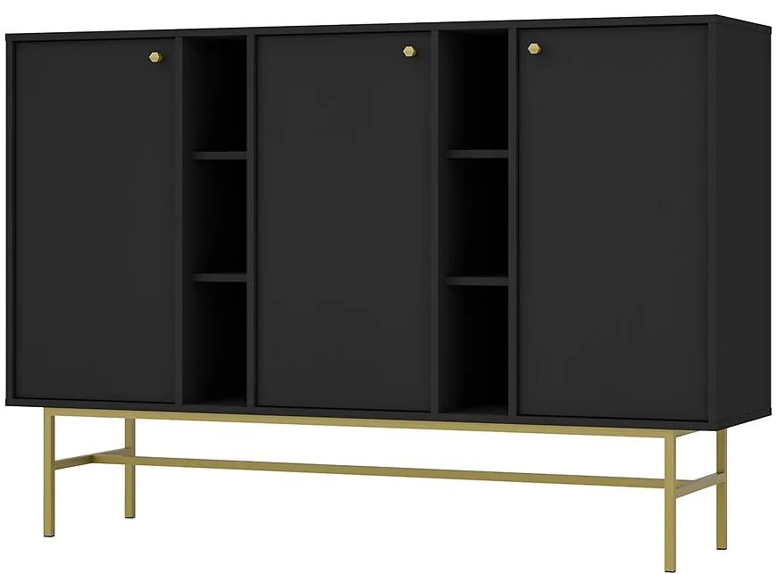 Komoda Tokyo 3  3D čierny grafit 823