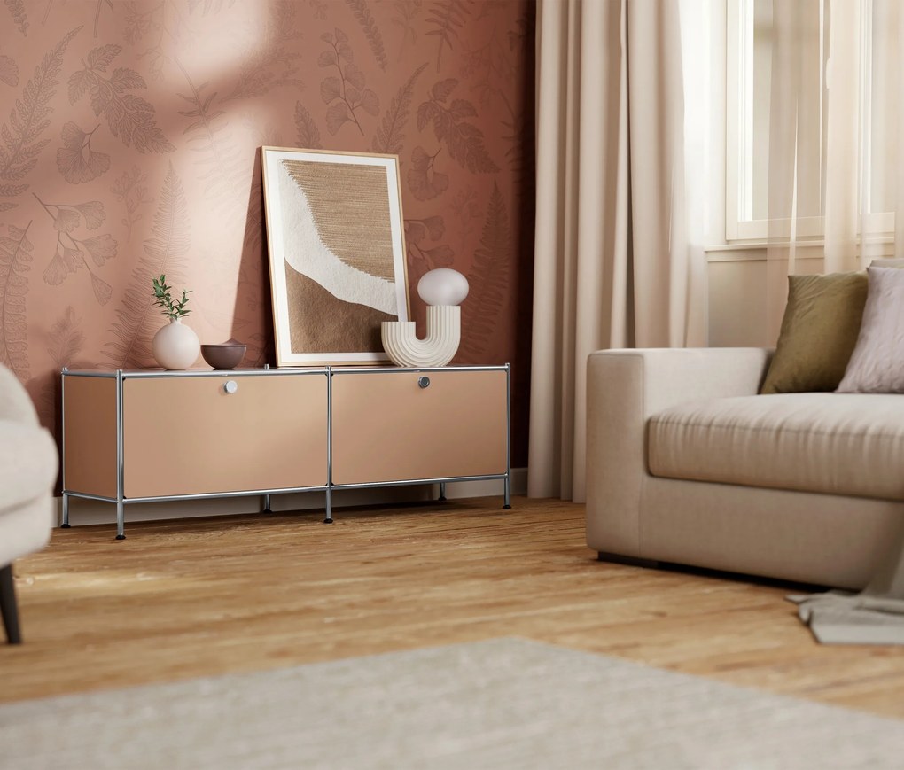 Nízky kovový stolík »CN3« s priehradkami, karamelová