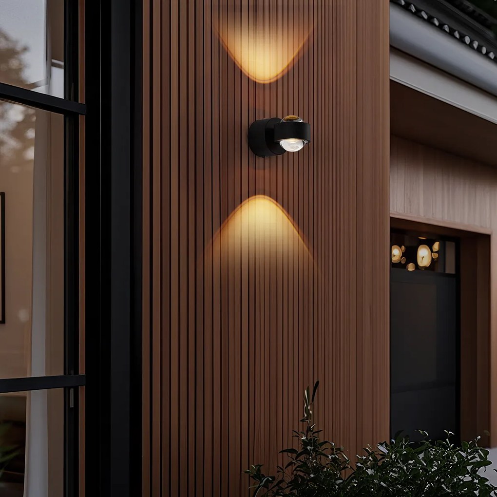 Dizajnové nástenné svietidlo čierne vrátane LED IP44 - Lens