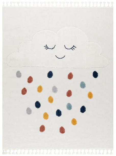 Detský koberec YOYO GD63 biely / granátový - mraky, kvapky