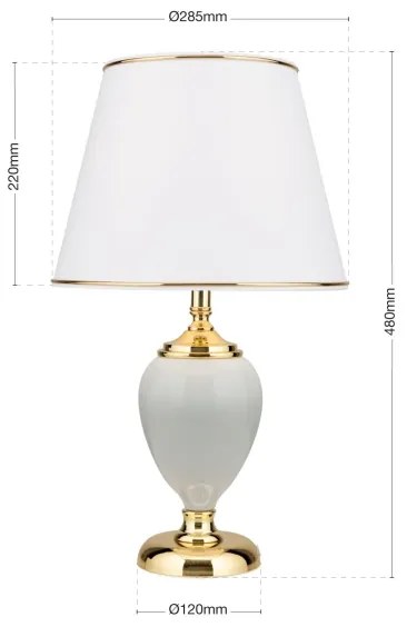 Orion LA 4-1229 - Stolná lampa OVUM 1xE27/40W/230V 48 cm keramika biela/zlatá