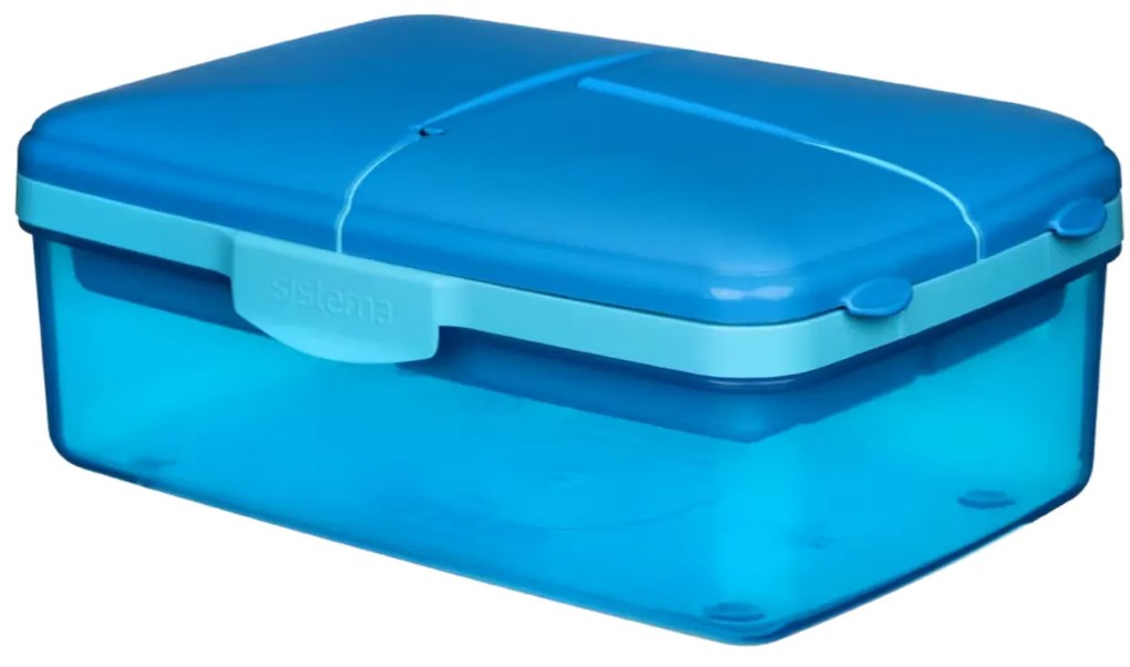SISTEMA Box na desiatu/obed s priehradkami aj fľaštičkou, 1,5l - mix farieb Farba škatuliek SISTEMA: Modrá
