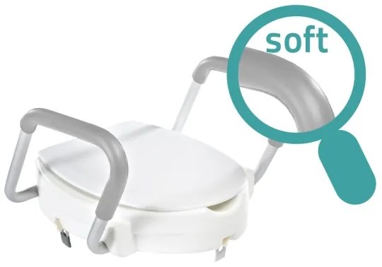 Ridder - Zvýšené WC sedadlo s madlami, biele