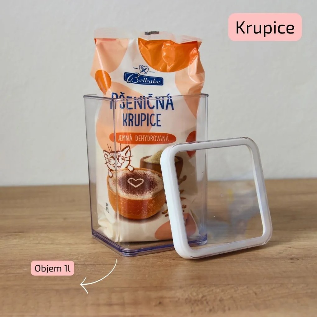 Dóza na potraviny 1l Rotho Loft - MIDDLE, bílá